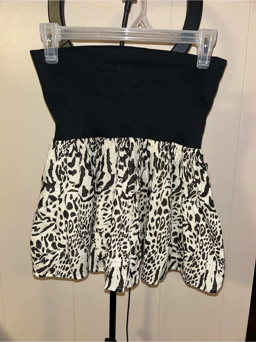 Black and White Animal Print Mini Skirt